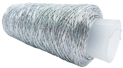 CHAKAE 200g/Roll Metallic Crochet Thread, Sparkling Silver Polyester Yarn for Knitting, Weaving, Making Bag, Keychain Charm