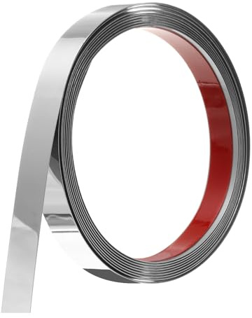 QUARKZMAN Baguette de Moulure, Baguette Murale en Acier Inoxydable à Coller, Baguette Décorative pour Mur, Cadre de Miroir, Artisanat, 10 Pieds x 0,6 Pouce, Argent Miroir