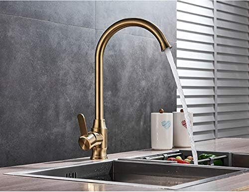 Kitchen Taps Brushed Golden Kitchen Sink Faucet 360 Degree Rotate Spout Single Handle Bathroom Kitchen Tap Cold and Hot Water Mixer Cranes