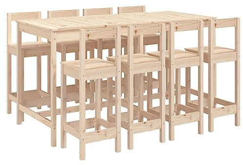 HETFTJN Mini Lounge Gartenmöbel Set Lounge Gartenmöbel Gartengarnitur - 9-TLG. Gartenbar-Set Massivholz Kiefer für Balkon Café Terrasse Restaurant
