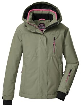 killtec Bambine e ragazze Giacca da sci/giacca funzionale con cappuccio e paraneve KSW 205 GRLS SKI JCKT, sage, 128, 43553-000