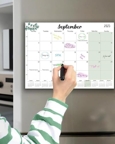 Qupuce Calendrier Anglais Magnetique Frigo 2025 2026 (18 Mois) 32 * 22Cm, Calendrier Organisateur Frigo Jan.2025 - Juin.2026, Calendrier Familial Planificateur, Planning Mensuel