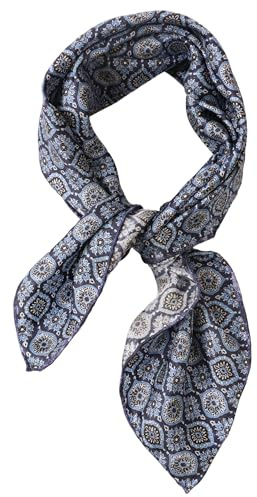 Prettystern unisex handrullad sidenhalsduk silke nickitduk bandana för kvinnor män, 46 blå paisley, 53/53 cm, handgerollter Saum