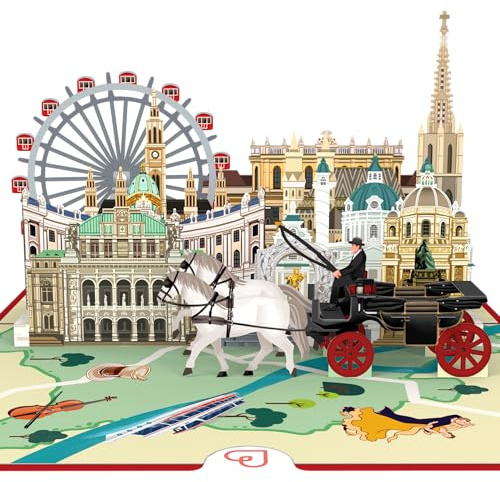 papercrush® Pop-Up Karte Wien - 3D Geburtstagskarte, Reisegutschein für Frauen & Männer, Geldgeschenk Karte für Reisekasse für Städtetrip, Übernachtungsgutschein für Wochenendtrip zu Weihnachten