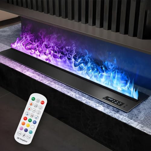 YLANMEI Chimenea de Vapor de Agua, Chimenea eléctrica, Chimenea eléctrica incorporada, Efecto de Llama 3D de 7 Colores, App de Chimenea con y Control Remoto,70cm/27.5in
