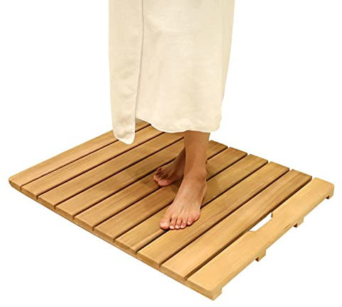 rutschfeste Badematte aus Bambus-Entenbrett, wasserdichte Duschmatte aus Holz, rutschfestes Badewannenzubehör, 80 x 80 cm Bodenmatte für die Badewanne im Innen- und Außenbereich, stilvolle D