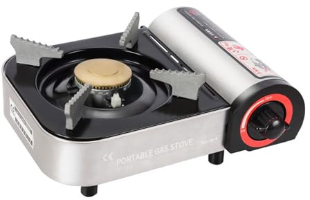 Rechaud Camping, Réchaud à Cassette Portable, Brûleur Compact, Réchaud à Gaz Domestique, Facile Transporter, Puissance De Feu élevée, Soupape De Sécurité Détection Pression, 25x17cm