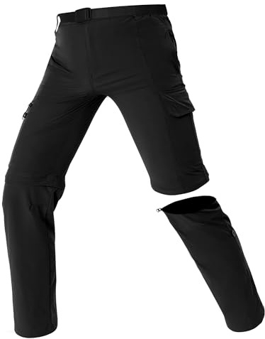 SOLOYEE Pantalones con cremallera para hombre, resistentes al agua y de secado rápido, pantalones de senderismo para hombre, pantalones de verano para exteriores con cinturón, pantalones de trekking