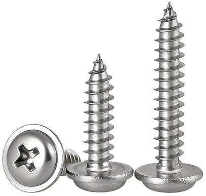 ORANXIN M3 x 12mm 50 Pcs Cabeza redonda Tornillos autorroscantes Con arandela Acero inoxidable 304 Cruz Cabeza avellanada Tornillo para madera