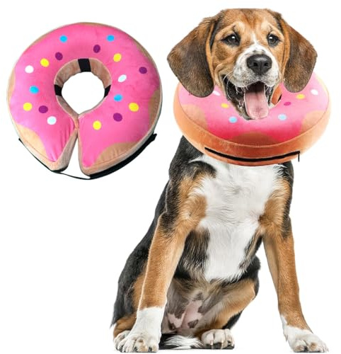 DIFLAX PVC Aufblasbare Halskrause Hund, Haustier Elizabeth Circle, Schutzkragen Für Haustiere, Anti-Leckschutz Nach Operationen (Rosa, S, Für Hunde)