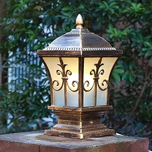 YQIRONRI IP54 Waterproof Post Lights Lawn Lamp Creative Aluminum Rustproof Path Column European Outdoor Wall Pillar Light Garden Villa Door Gate Lantern