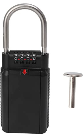 Haofy 4 Digit Combination Key Lock Box Aluminum Alloy Weatherproof for Home Office Factory - Secure Key Storage Container with Easy Access for Service Providers (Black)