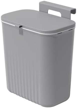 MIMOCASA Cubo de Basura Colgante 9L: Cubo Basura de Plástico con Tapa, para la Puerta del Armario de la Cocina, debajo del Fregadero, el Baño, Contenedor de Compostaje Montado en la Pared Abierto