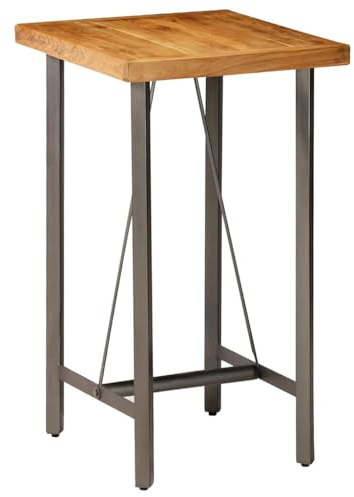 toolkix Bbord av återvunnet massivt teak 60 x 60 x 107 cm med pulverlackerad stålram, industriellt köksbord för matsal och vardagsrum, robust och platsbesparande