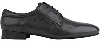 Rumpf 2155 Standard Herren Tanzschuhe Derby Schnürung Leder Farbe schwarz Latein Ballroom Tango Gesellschaftstanz - Made in Portugal - (Schwarz, Numeric_44_Point_5)