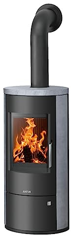 JUSTUS Austin Kaminofen 7 kW für Scheitholz und Kohlebriketts Speckstein-Schwarz