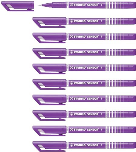 STABILO - Fineliner mit gefederter Spitze - SENSOR F - fein - 10er Pack - lila