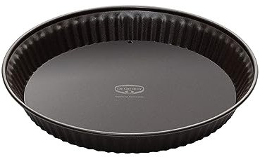 Dr. Oetker Edición Trasera Molde para Quiche o Tarta con Base extraíble esmaltada y Anillo Antiadherente, Esmalte, marrón, 28 cm