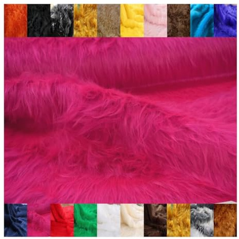 Fabrics-City Pink kuschelfell kunstpelz teddyfell langhaarfell zotteliges Fell stoff zum nähen & kleben, plüschstoff für Dekoration, diy, kinder Tierbedarf, 2630