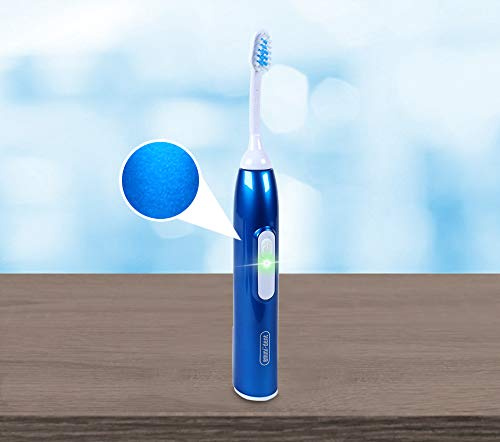 Emmi-dent Metallic Electric ultrasonic Toothbrush - for Sensitive Teeth and Gums. Gently deep-Cleans with Patented 100% Ultrasound Wave Technology - Without Abrasion and no Brushing Required