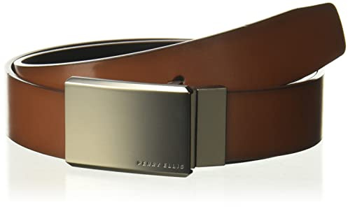 Perry Ellis Men's Portfolio Bonded Leather Reversible Belt, Brn30, 32
