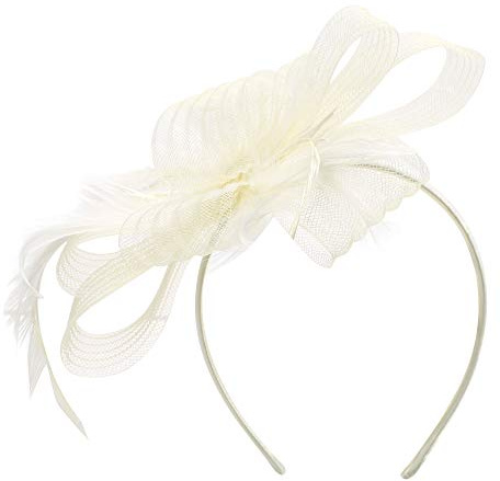 LONTG Fascinator Damen Mädchen Haarspange Feder Blumen Haarklammer Tea Party Kirche Haarreif Hochzeit Brautschleier Vintage Haarschmuck Mesh Stirnband mit Hair Clip für Halloween Fasching Karneval