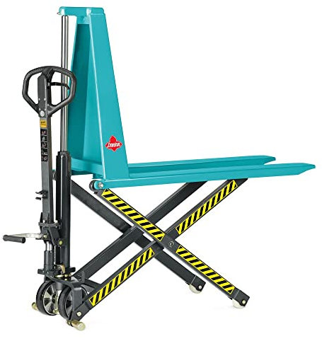 Ameise Scherenhubwagen PTM mit Schnellhub bis 200 kg | 1.000 kg Tragkraft | 85-800 mm Hubbereich | 1.150 mm Gabellänge | Lenkrad aus robustem Polyurethan | Nylon Einfach-Gabelrollen