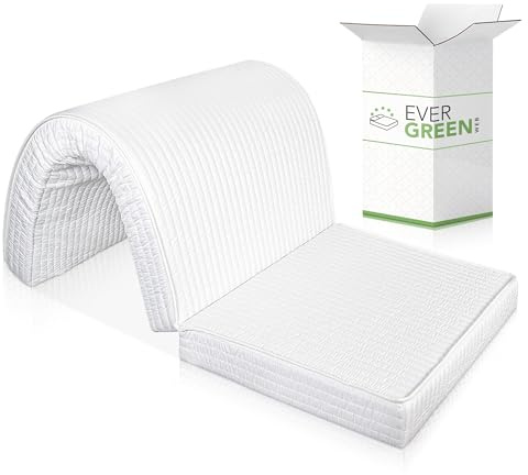 EVERGREENWEB - Materasso Singolo 80x190 H 10 cm per Divano Letto, Pronto letto con Piega su Seduta, PIEGHEVOLE in Poliuretano Ortopedico Rivestimento Bianco ANALLERGICO, Laccetti di Fissaggio BED SOFA