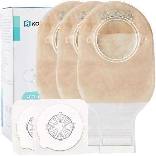 KONWEDA 20 sacchetti per stomia, accessori per colostomia, due pezzi drenabili per la cura dello stomia di Ileostomia, dello stomia, da tagliare a misura (15 sacchetti+5 barriere)