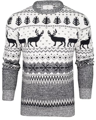Xact Men's Nordic 'Reindeer' Xmas/Christmas Jumper (Ecru) L
