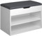 TecTake 800843 Scarpiera Compatta, Scaffale per Scarpe, 2x Ripiani Aperti, 1x Ripiano Apribile, Comoda Imbottitura per la Seduta, Panchina Universale (Bianco)