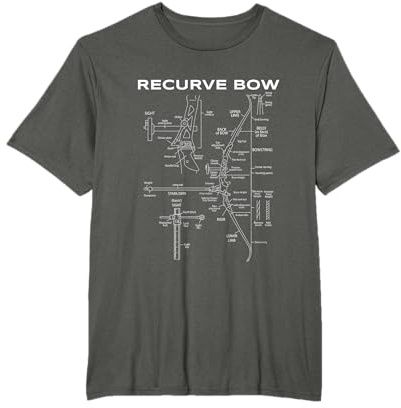 Archery Apparel Co. Herren Recurve Bogenscheme Bogenschießen Blueprint Bogen Jagd T-Shirt, Schwarz, Klein, T-Shirt, Kurzarm, Bogenschießen, Jagd, Outdooraktivitäten, Unisex, Klassisch, Sport, Alltag