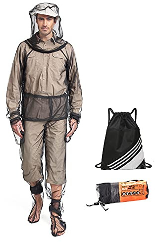 OuLi Store Tenue De Anti Moustique Pêche Apiculture Combinaison Maille Ultra Legere Insecte Vêtements de Protection Homme Femme Camping Plein Air Explorer Portable (S/M)
