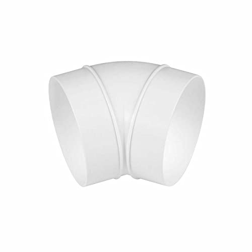 Weißer runder Rohrbogen – 100 mm / 45 Grad – Rundrohrbogen für Lüftungsrohr, Verbindungsstück – leichtes PVC-Material.