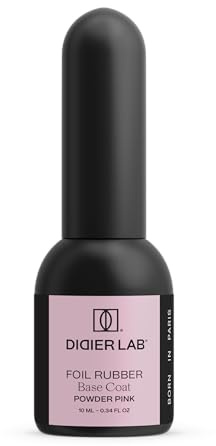 DIDIER LAB Premium Rubber Base Gel Foil Powder Pink- Gel Base Rubber Lunga Tenuta Rinforza e Protegge Unghie Naturali - Base Semipermanente Unghie LED UV per Mini Allungamento- Senza HEMA e TPO - 10ml