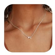 Chriscoco Kette mit Buchstabe 𝐒𝐢𝐥𝐛𝐞𝐫 𝟗𝟐𝟓 Halskette mit Buchstaben Gold/Silber Kette Damen Hypoallergene Herzkette Anfangsbuchstaben Silberkette damen - Mit Schmuckschatulle
