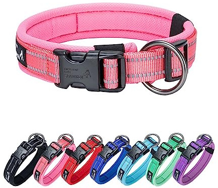 EXCELLENT ELITE SPANKER Breit Verstellbar Nylon Reflektierend Hundehalsband | Weich gepolstert mit Duraflex-Schnellverschluss für Rüden und Hündinnen mittelgroße und große Hunde Spaziergang Trainin