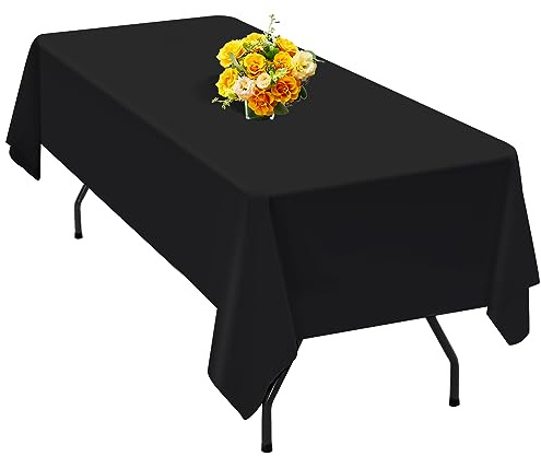 1 Packung Schwarze Polyester-Tischdecke für 1,8 m große rechteckige Tische, 153 x 260 cm Polyester-Stoff-Tischdecke knitterfrei, waschbar, für Hochzeit, Geburtstag, Party, Bankett-Dekoration