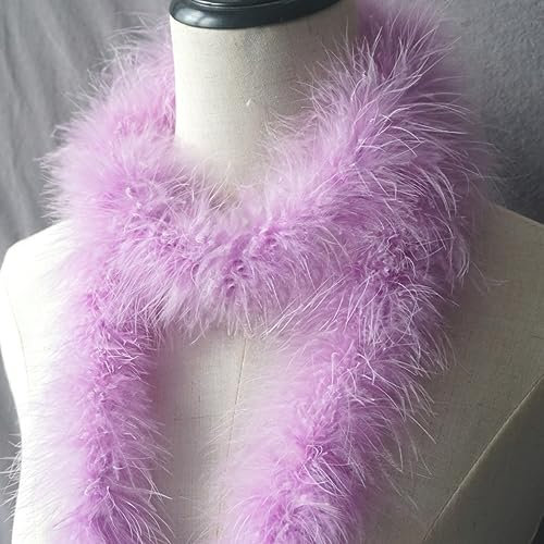 Wambere 2 m Länge Federboa Truthahnhaarstreifen,Federstola Federschal Kostüm Karneval Feder Boas Zubehör,Für DIY Handgefertigt Bekleidungszubehör Maskeradekleider Abschlussballpartys,Lila