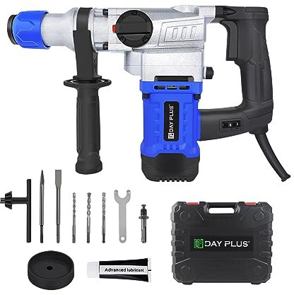 Schlagbohrmaschine/Bohrhammer für Hammer, Bohrmaschine und Spitzhacke (1080 Watt, 800 U/min Geschwindigkeit, 4500 U/min Schlagfrequenz, Inkl. 3 Bohrern, 2 Meißeln und Zusätzlicher Handgriff)