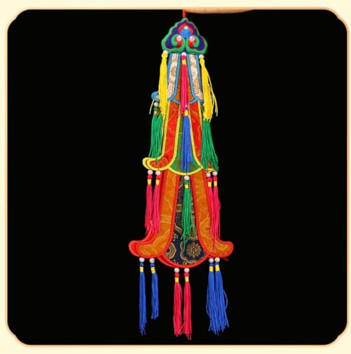 Banderas de tela flotante colorida de estilo tibetano de 57 cm, bordadas a mano