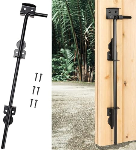 ZYNCUE Perno de caída de puerta, perno de caña de 12 pulgadas, hardware de tope de puerta de hierro forjado negro, pestillo de tierra para vallas de madera, puertas de metal, pin de caída de puerta
