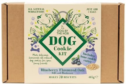 Dog By The Hob - Cookie Making Kit for Dogs | As seen on Dragons' Den | Blueberry & Oat Flavour | Included Bone Shaped Cookie Cutter