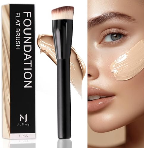 JoMay Flat Top Kabuki Foundation Brush – Streak-Free, Full Coverage Quick Blend for Beginners & Daily Makeup – High-Density Soft Synthetic Bristles, 1 PCS