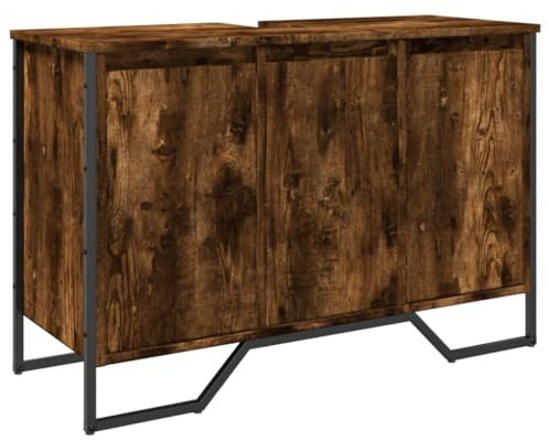 vidaXL Tvättställsskåp rökfärgad ek 91x35x60 cm konstruerat trä, tvättställsskåp, vaskskåp, tvättställsunderskåp, badrumsskåp, handfatsskåp