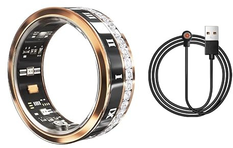 WOL VEE Bague Intelligente, Tracker de Fitness Portable, Moniteur de fréquence Cardiaque, podomètre Intelligent étanche pour Hommes et Femmes - R2 (Or, 8#)