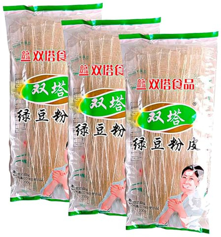 Fideos de soja planos 200 g tipo cristal para wok, sopas y hot pot textura elástica y translúcida
