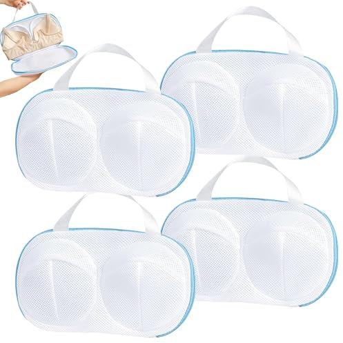 4 Stück Wäschenetz BH, BH Wäschesack für Waschmaschine, Unterwäsche Waschbeutel BHS mit Reißverschluss & Tragegriff, Reisen Laundry Bag Groß BH Wäschebeutel für Dessous und Feinwäsche BHS(30 x 20cm)