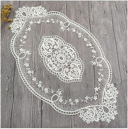 Codulu Tovagliette in Pizzo, sottobicchieri, centrini ovali all'Uncinetto, tovaglia Ricamata per Fai da Te, Decorazione per Matrimoni, 1 Pezzo, Bianco