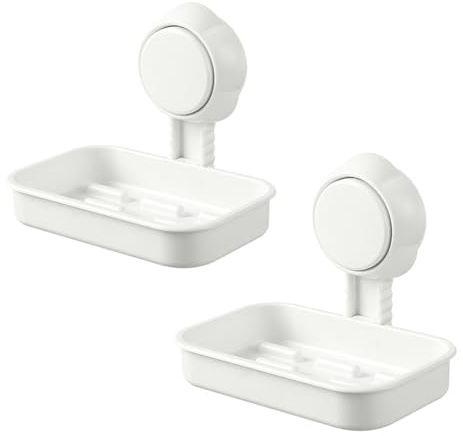 Lot de 2 boîtes à savon en plastique à ventouse pour salle de bain, pas besoin de faire pivoter le trou, panier de rangement pour salle de douche, chambre à coucher